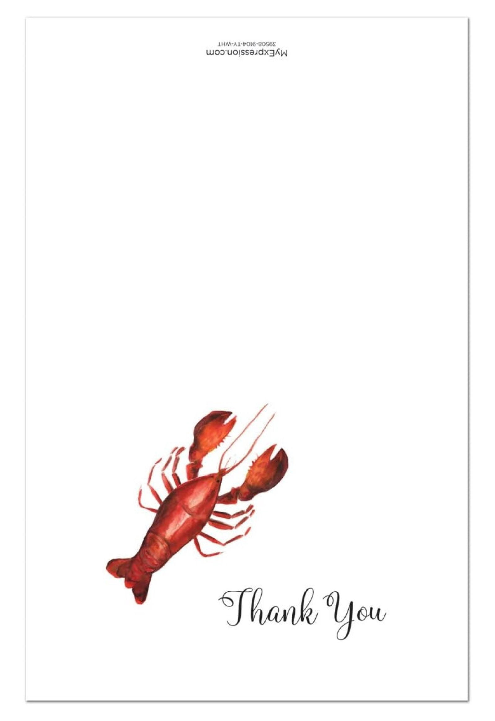 50 cnt Watercolor Lobster Crawfish Thank You Cards