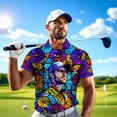 thumbnail image 4 of HOMYGIFTS Custom Face Stained Glass Golf Polo Shirt, Personalized Men’s Short Sleeve Sports Polo with Photo, Colorful Artistic Print, 4 of 10