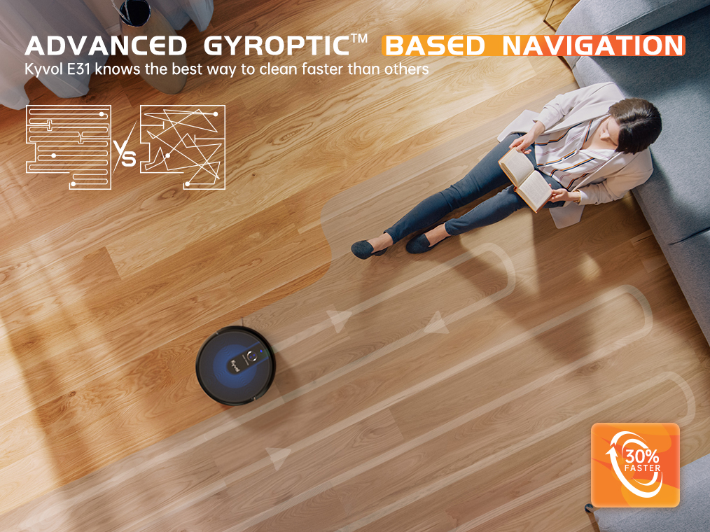 Kyvol Cybovac E31 Robot Vacuum, Sweeping & Mopping Robot Vacuum Cleaner with 2200Pa Suction, Smart Navigation, 150 mins Runtime, Works with Alexa, Self-Charging, Ideal for Pet Hair, Floor and Carpets - image 5 of 10
