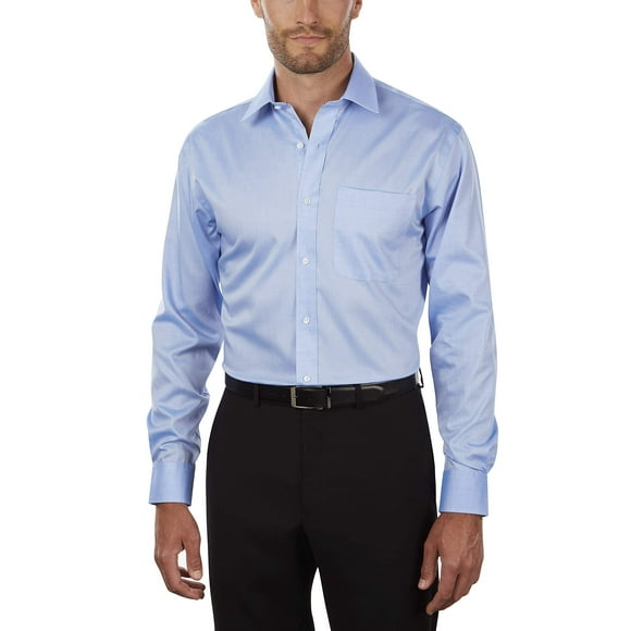 Tommy Hilfiger Chemise Habillée pour Homme à Col Pointu, Coupe Régulière, Sans Repassage, Bleu, Encolure 17 Pouces Manche 36 Pouces-37 Pouces