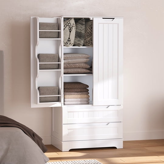 Aiho 47" H Kitchen Pantry Cabinet with 2 Doors and 2 Drawers, Solid & Sturdy, Storage Cabinet for Entryway, Kitchen - White