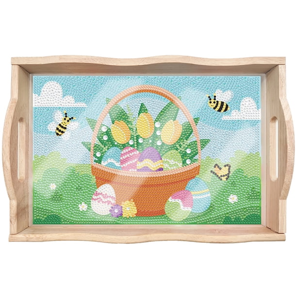 Bandejas Comida Anidadas Con Pintura Diamantes Con Asa para Servir Comida (huevo Pascua)