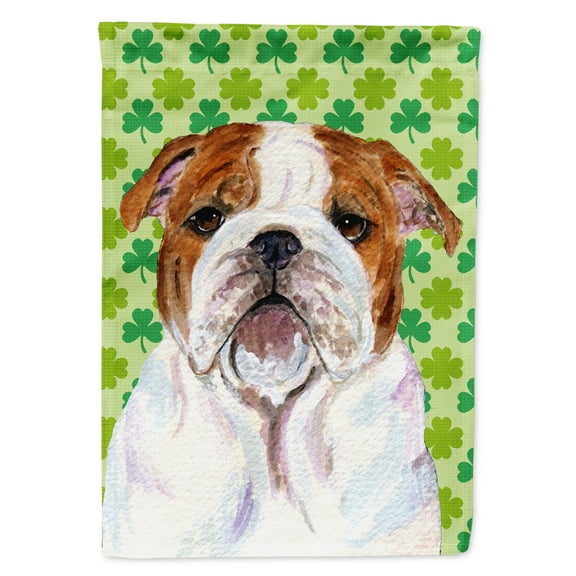Carolines Treasures SS4415-FLAG-PARENT Bulldog English St. Patricks Day Shamrock Portrait Flag  multicolor