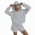 thumbnail image 2 of Towmus 2 Piece Sweatsuit Outfits for Women Half Zip Long Sleeve Pullover Sweatshirt Drawstring Shorts Lounge Set with Pockets Ladies Clothes, 2 of 6
