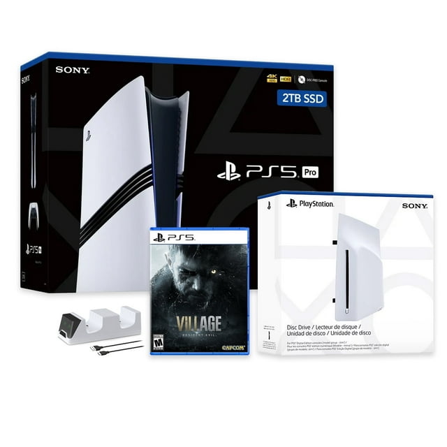 PlayStation 5 Pro Console SSD 2 To avec Lecteur de Disque, Manette Sans Fil et Chargeur, Resident Evil Village - CFI-7019 PS5 Pro
