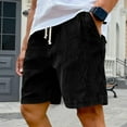 thumbnail image 4 of HKYNLAG Men's Corduroy Shorts Elastic Waist Drawstring Cargo Short Multi-Pocket Lightweight Summer Casual Beach Shorts Black 5XL, 4 of 4