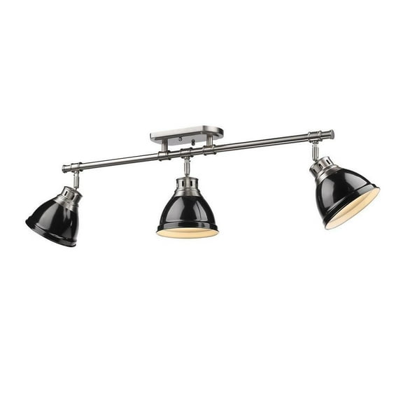 3 Light Semi-Flush Mount in Classic Style 10.75 inches High By 35.38 inches Wide-Pewter Finish-Black Shade Color Bailey Street Home 170-Bel-4159475