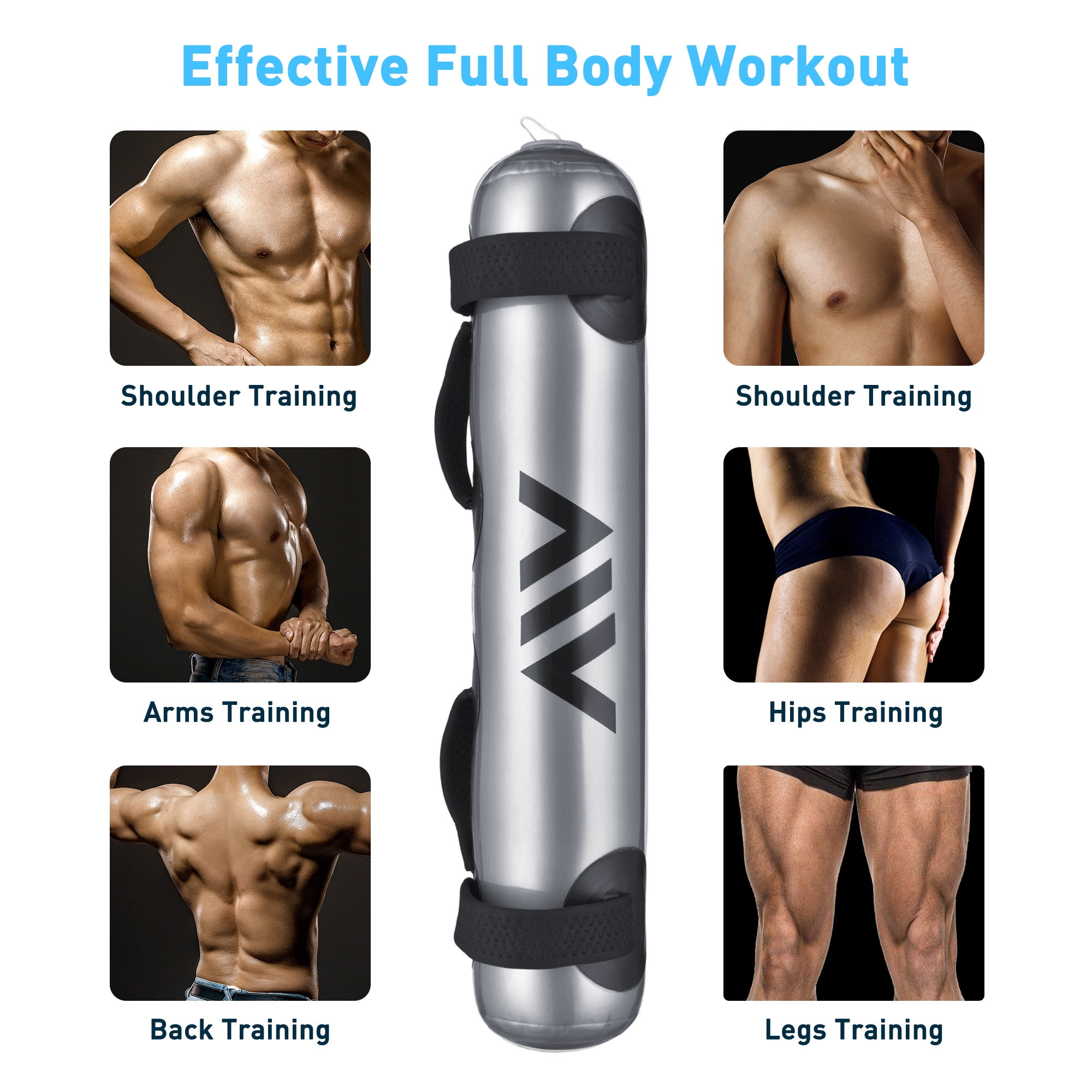 Yescom Foldable Adjustable Aqua Bag Exercise Water Weight Portable Strength  Training Home Gym Workout Cardio,Gray