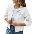 thumbnail image 6 of XFLWAM Denim Jacket for Women 2024 Distressed Jean Jackets Button Up Vintage Western Trucker Jacket Frayed Hem Pockets XL, 6 of 6