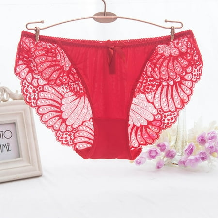 

MRULIC lingerie for women Women Fashion Lingerie Lace Breathable Soft Stretch Underpant Underwear Red + 3XL