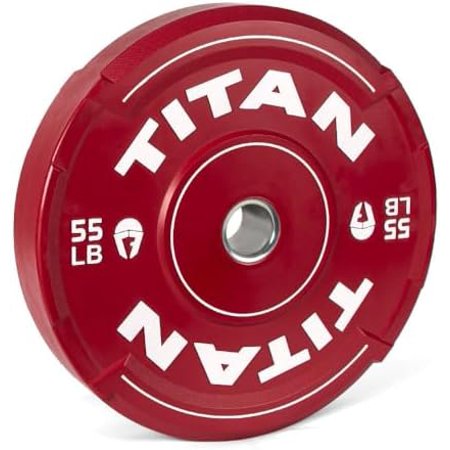 55 LB Color EZ-Grip Olympic Bumper Plate, Sold Individually, Rubber with Steel Insert, Weightlifting and Strength Training