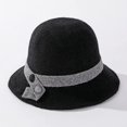 thumbnail image 2 of CoCopeaunts Solid Color Bucket Hat for Women Autumn Winter Warm Wool Fisherman Hat Versatile Knitting Basin Hat Button Belt, 2 of 8