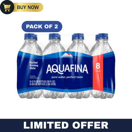 Aquafina Purified Drinking Water 💧 Crisp & Clean Hydration Bottles – Pack of 2