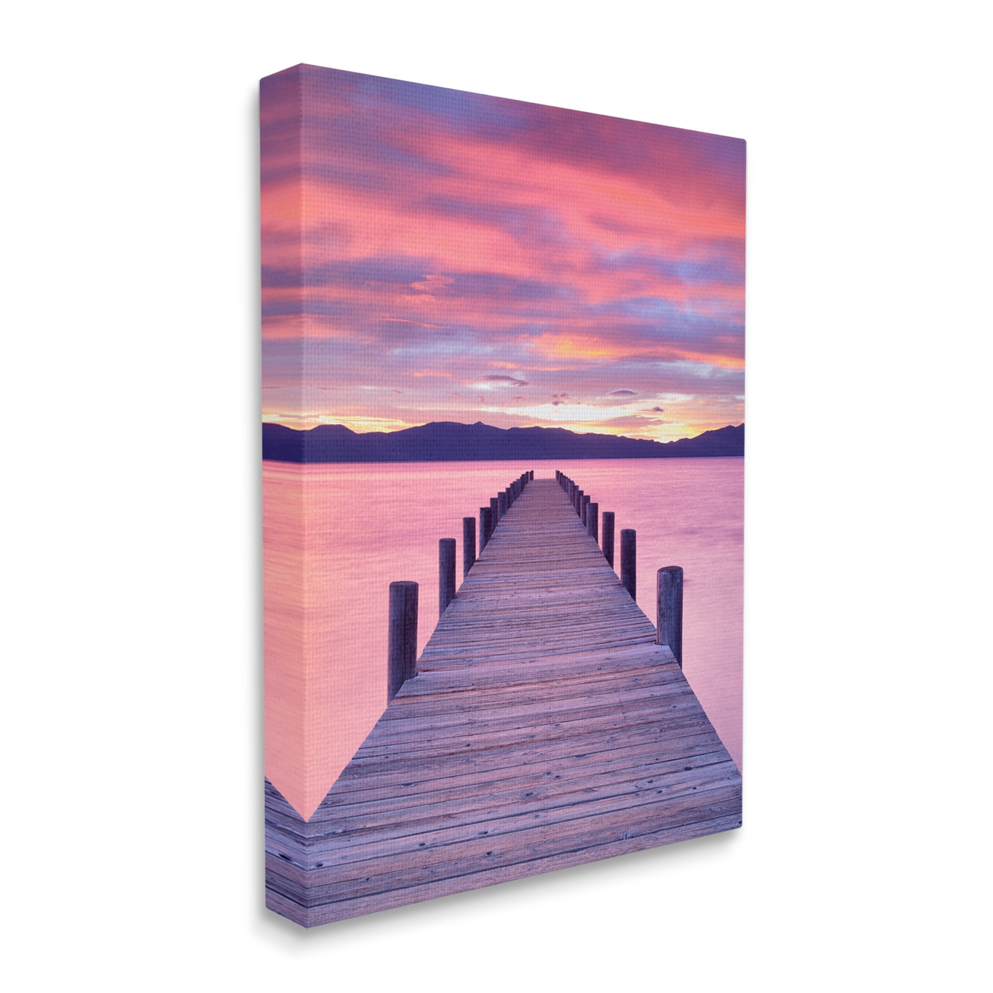 Stupell Industries Vivid Sunset Dock Coastal View Coastal Photography Gallery Wrapped Canvas Print Wall Art