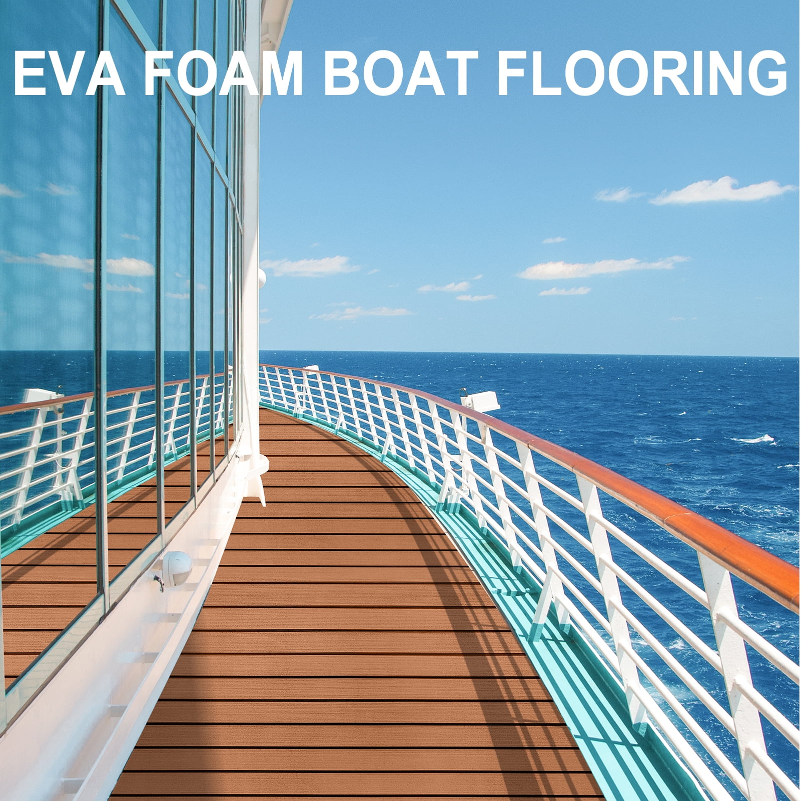 EVA Foam Boat Decking Sheets 15" x 94" - 7mm Thick Non-Slip Faux Teak Marine Flooring Mat for Kayak RV Yacht Motorboat Skateboard Skimboard Step Pool Garden