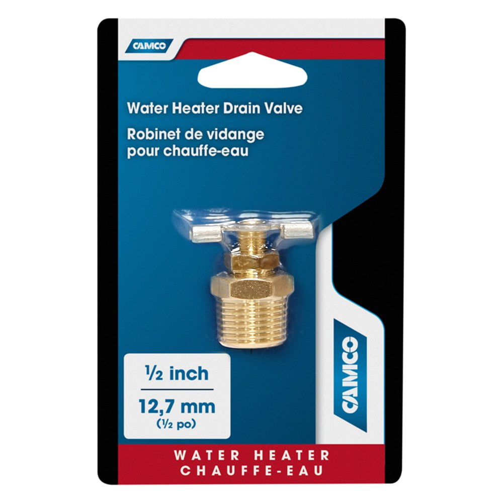 Camco ½" RV Water Heater Replacement Drain Valve Replace Your RV