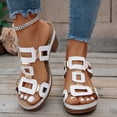 thumbnail image 2 of Slides Sandals for Women Trendy Cutout Open Toe Heels Comfortable Orthopedic Shoes Casual Platform Slip on Summer Dress Shoes White Size 7, 2 of 8