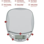 Escali Pico N115S Kitchen, Office Scale, Tare Functionality, Compact Design, LCD Digital Display, 11lb Capacity, Silver/Grey