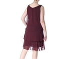 thumbnail image 2 of SLNY $89 Womens New 1166 Burgundy Tiered Chiffon Sleeveless Dress 16 B+B, 2 of 2