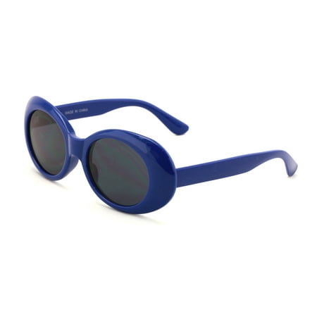 V.W.E. Vintage Sunglasses UV400 Bold Retro Oval Mod Thick Frame Sunglasses Clout Goggles with Dark Round
