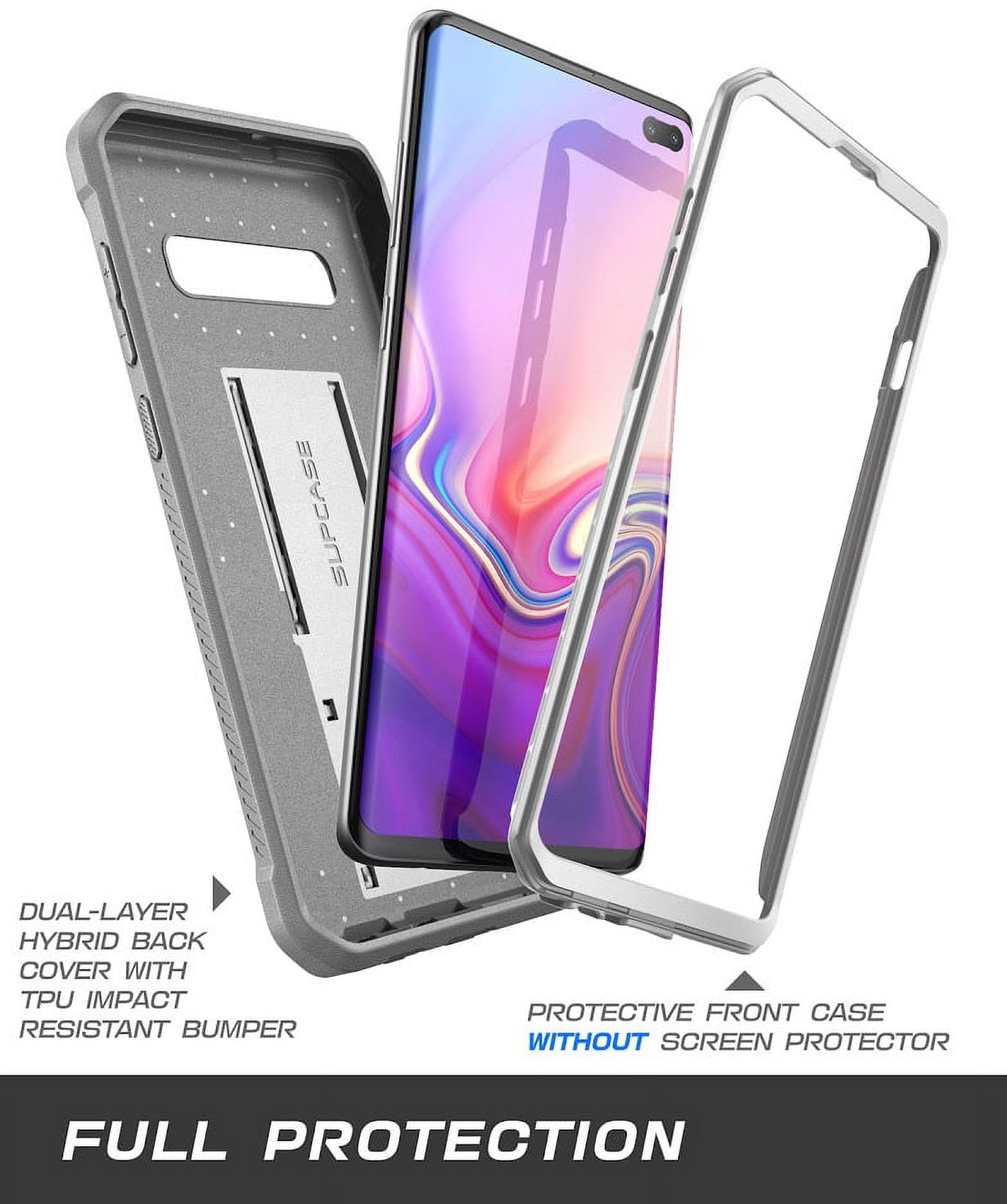 Samsung Galaxy S10 Plus Case, SUPCASE Full-Body Dual Layer Rugged Holster & Kickstand Case Without Screen Protector for Samsung Galaxy S10 Plus (2019 Release), Unicorn Beetle Pro Series (White)