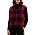 thumbnail image 6 of Cmfcve Women's Plus Size Plaid Fleece Vest Button Down Sleeveless Warm Jackets Fall Winter Casual Outerwear, 6 of 6