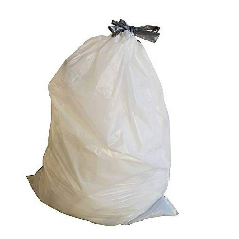 PlasticMill 13 Gallon Drawstring White 1.2 Mil 24x31 200 Bags/Case Extra Tall Garbage Bags/Trash Can Liners.