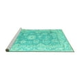 thumbnail image 2 of Ahgly Company Machine Washable Indoor Square Abstract Turquoise Blue Modern Area Rugs, 5' Square, 2 of 4