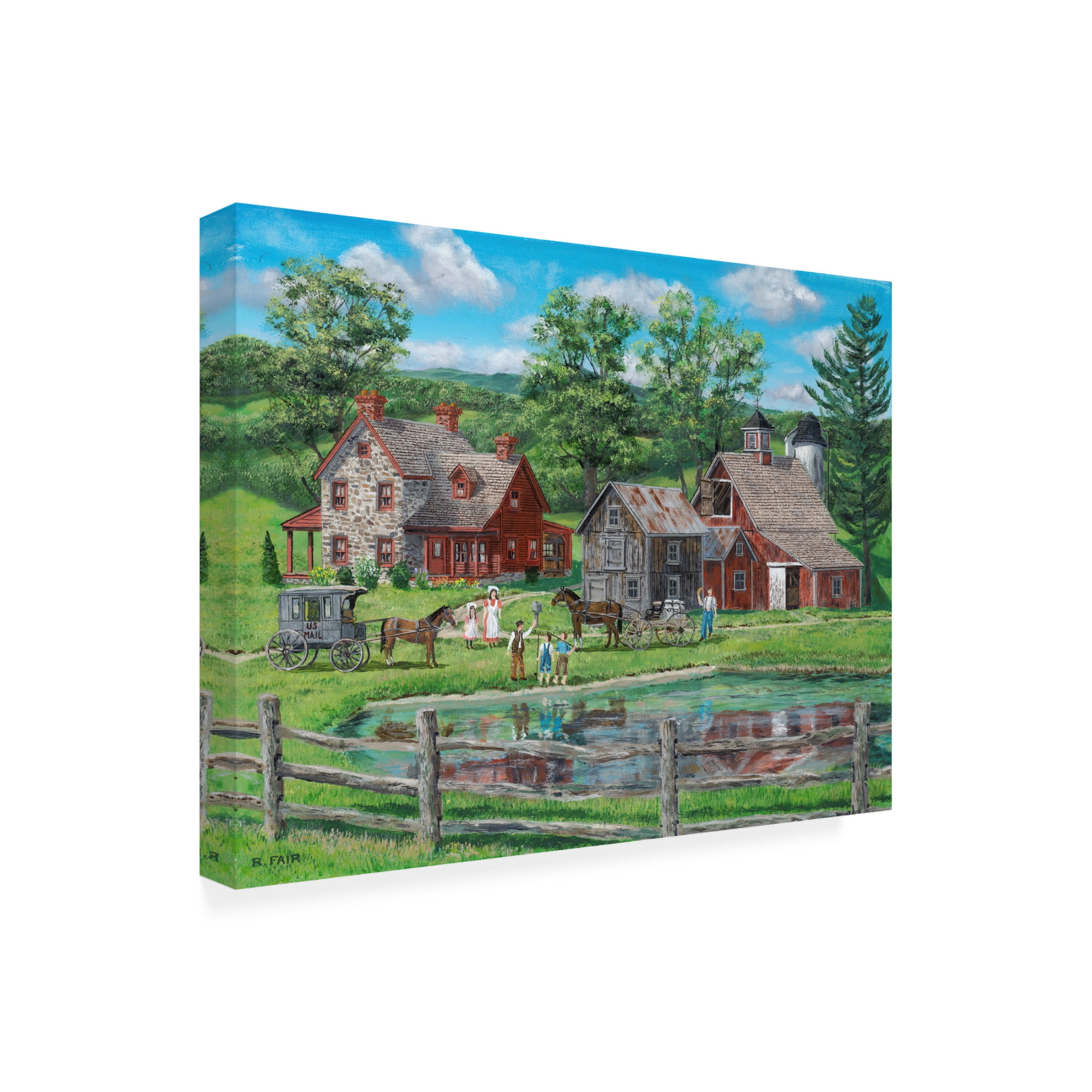 Canvas Wall Art - Bob Fair 'Summer Pond' Wall Art for Living Room, Bedroom, or Office Décor by Trademark Fine Art - 32 x 24 Inches