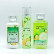 Bath and Body Works Cucumber Melon Shower Gel, Fine Fragrance Mist and Body Lotion 3-Piece Full Size Bundle