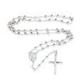 thumbnail image 4 of Me Plus 6mm CCB Beads Alloy Crucifix Cross Pendant Rosary Catholic Necklace 20" (R4R-Silver), 4 of 4