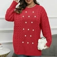 thumbnail image 6 of HAiming Plus Size Sweaters for Women Cable Casual Loose Long Sleeve Crewneck Pullover Long Tops with Cute Graphic, 6 of 7