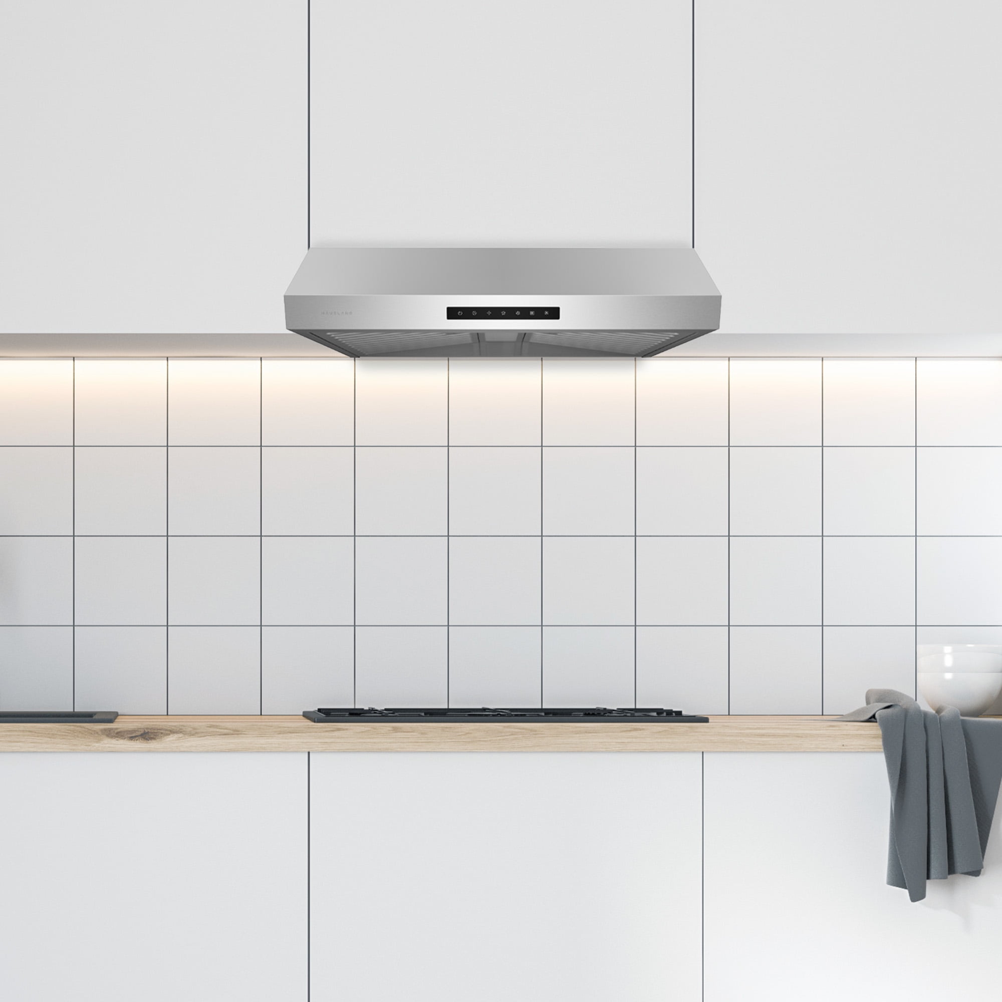 Hauslane | 30" UC-PS60 Under Cabinet Range Hood | Stainless Steel | Delay Auto-Shut Off | Bright LED | 3 Speed Settings | Professional Suction