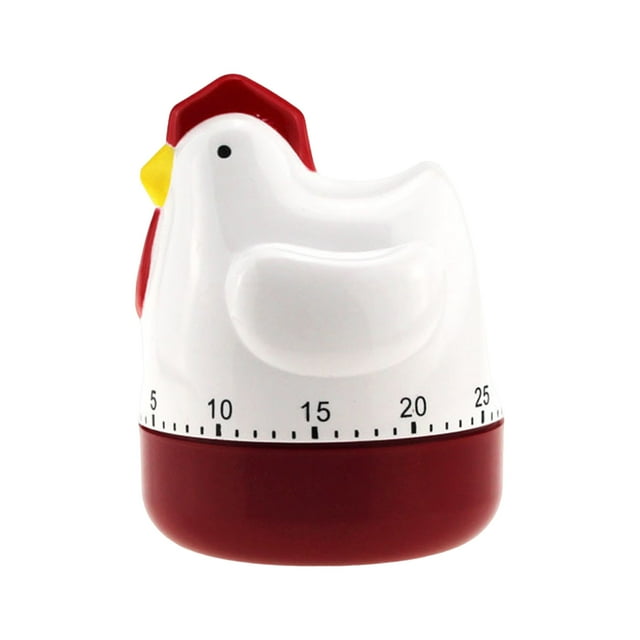 Minuterie de Cuisine Mignonne Minuteur Poussin Mécanique Réveil de Cuisine Adapté pour Décoration Maison Rappel Pin Sac d'Affichage Minuterie de Cuisine à Remonter avec Anneau Fort Horloge Numérique avec Minuterie de Secondes Sable