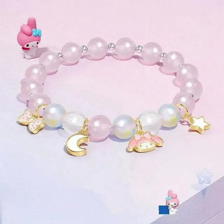 Sanrio Hello Kitty Y2K Bracelets Anime Kawaii Cinnamoroll My Melody Silver  Rhinestone Women'S Girls Jewelry Accessories Gifts 