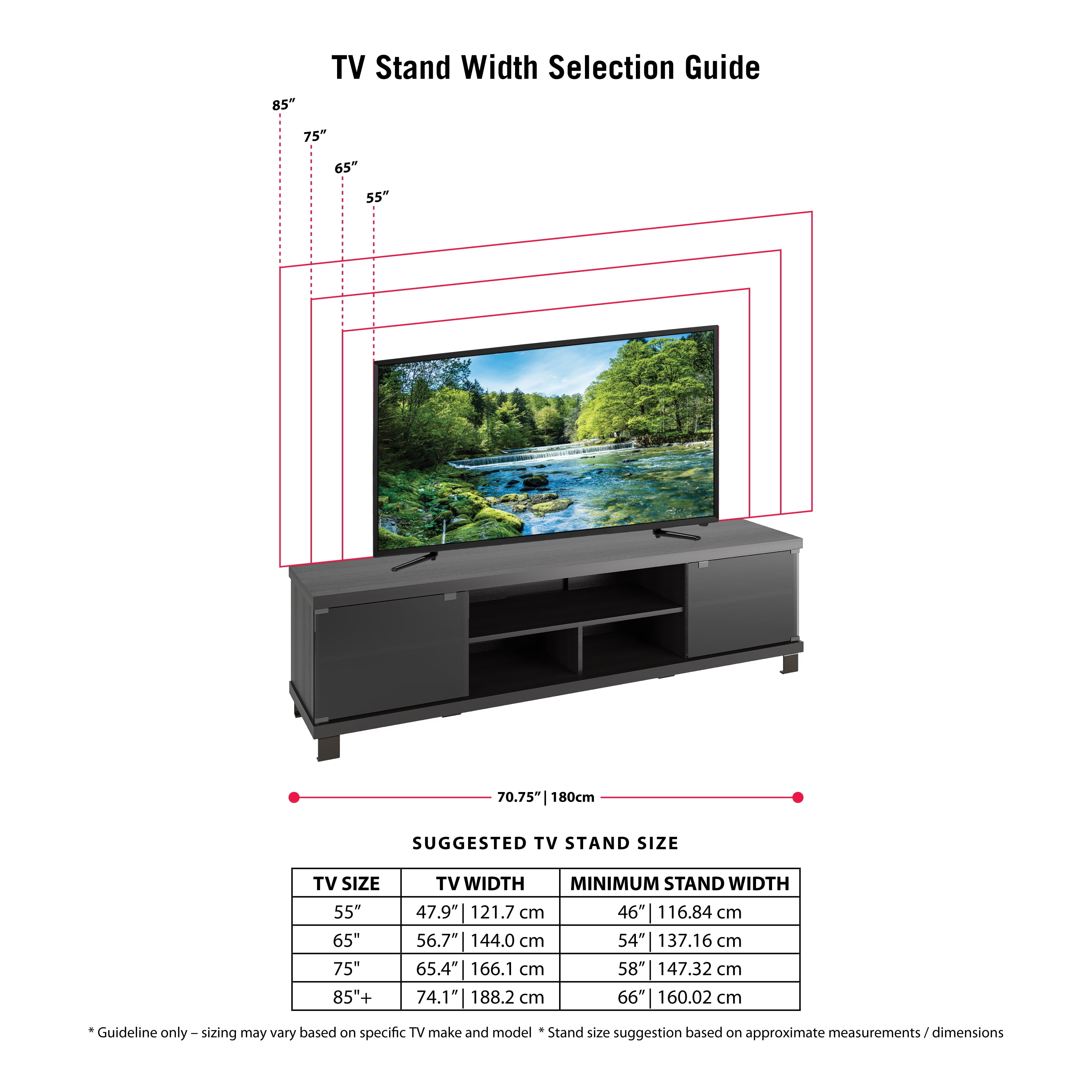Banc TV extra large CorLiving Holland en noir Ravenwood, pour la plupart des téléviseurs jusqu'à 85 pouces