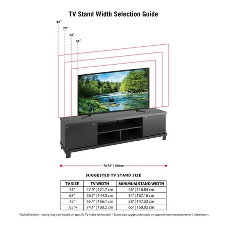 CorLiving Holland Black Wooden Extra Wide TV Stand, for TVs up to 85" - Ravenwood Black
