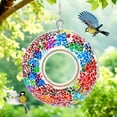 thumbnail image 5 of Solar Mosaic Fly Through Bird Feeder Outdoor Garden Light LED Patio Round Glass with Mosaic Design Hanging Fly-Through Bird Feeder - 9" - Red, 5 of 9