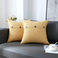 thumbnail image 1 of Juego de 2 fundas de cojín de 45 x 45 cm, color amarillo claro, decorativas, con botones de granja, triple funda de almohada, decoración del hogar, sala de estar, dormitorio, para sofá, silla de coche, 1 of 5