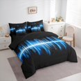 thumbnail image 3 of Homewish Geometric Stripes 7pcs Bedding Comforter Set,Gradient Lines Printed Queen Bedding Sets,Blue Black Queen Sheet Sets For Teens,Ultra Soft Home Decor Reversible, 3 of 8