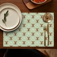 thumbnail image 4 of Green Highland Cow Flower Pattern Summer Placemats Table Placemats Set Of 6-Linen Kitchen Washable Placemats Table Mats 11.8"x17.7" Non-Slip Heat Resistant, 4 of 5