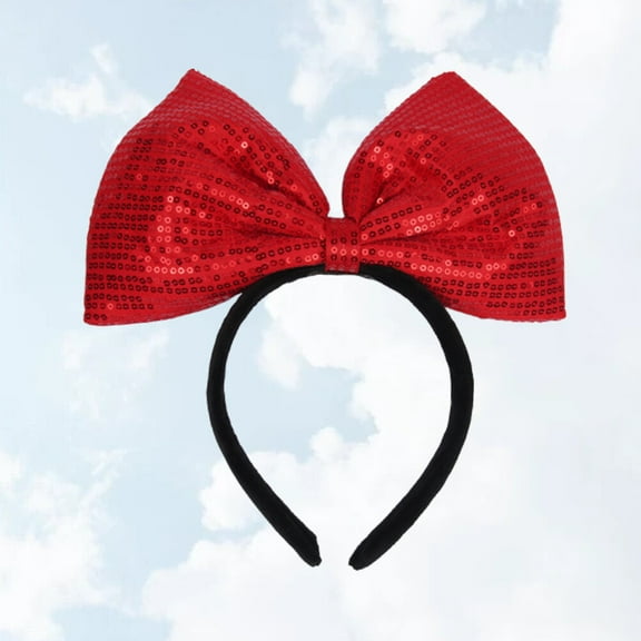 OULII Red Bowknot Sparkling Headband Hair Accessory for Women, 1 Set Stylish and Elegant