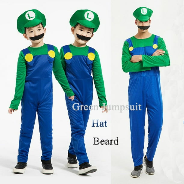 Super Mario Luigi Bros disfraces de Halloween Cosplay mostrar traje conjunto dibujos animados familia padre e hijo ropa EDVX Bodega Aurrera en linea