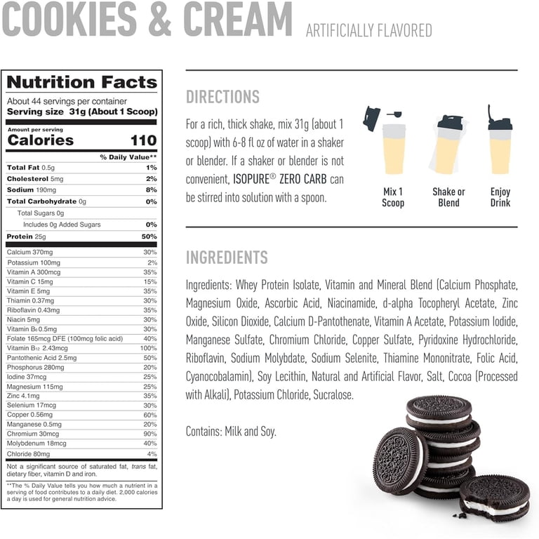Isopure, Protein Powder, Cookies & Cream, 3 lb (1.36 kg) - Walmart.com