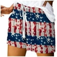 thumbnail image 2 of XFHLMJFF Womens High Waist Shorts Elastic Waist Loose Stretch With Pockets Drawstring Independence Day American Flag Print Leisure Trousers, 2 of 5