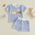 thumbnail image 2 of TOWED22 Toddler Boy 2Pcs Summer Outfits Cotton Short Sleeve T-Shirt and Shorts Dinosaur Clothes Blue,2-3 Y, 2 of 8