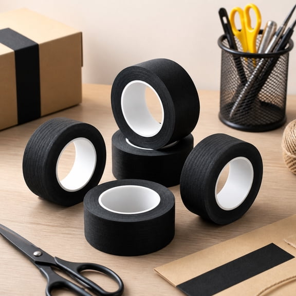 Black Masking Tape, 1 Inch x 32 Yards, 4 Rolls | Painters Tape for Painting, Arts, Crafts, Decoration