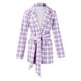 thumbnail image 3 of Akiihool Wool Coats for Women Women's Plus Size Plaid Coat Lapel Button Notch Lapel Single- Peacoat (Purple,XL), 3 of 5