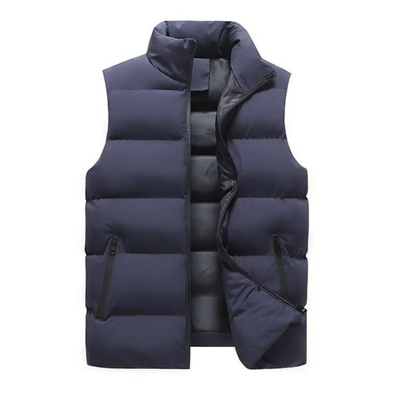 ZCFZJW Men's Puffer Vest Quilted Sleeveless Full Zip up Jacket Winter Outdoor Warm Lightweight Water-Resistant Outerwear Tops Blue XXXXL