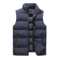 Mens Big and Tall Puffer Vest Winter Warm Puffy Vest Jacket Stand Collar Sleeveless Coat with Pockets for Golf Travel